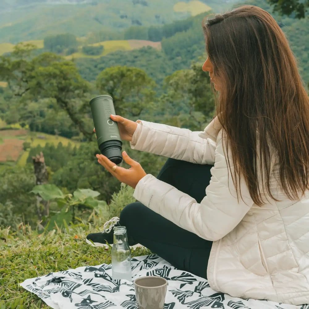 Lifestyle coffee brewing outdoors